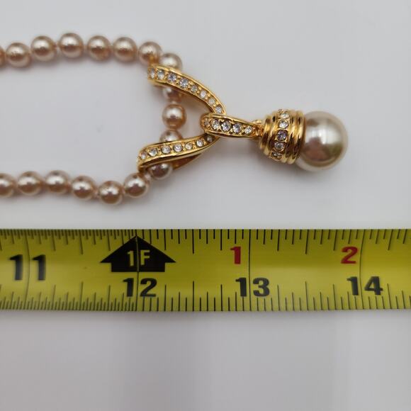 VTG Nolan Miller Glamour Collection Faux Pearl Necklace Rhinestone Enhancer - Picture 8 of 10